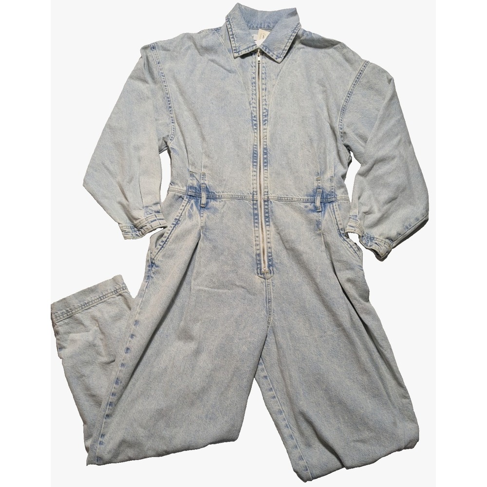 Mango Light Wash Denim Jumpsuit